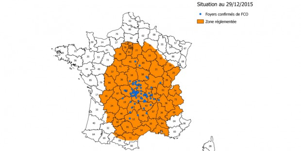 carte de la zone réglementée pour la FCO au 30 décembre