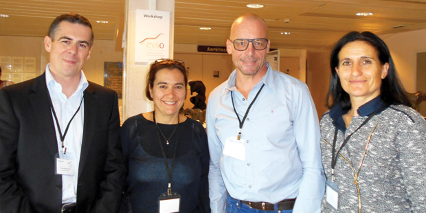  De gauche à droite : Jean-Philippe Liot, Isabelle Lussot, Christian Struchen, respectivement vice-président, secrétaire et président de l’European Veterinary Society for Osteopathy (EVSO), et Agnès Benamou-Smith, maître de conférences en médecine équine à VetAgro Sup.