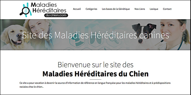 page d'accueil du site maladieshereditairesduchien.com 