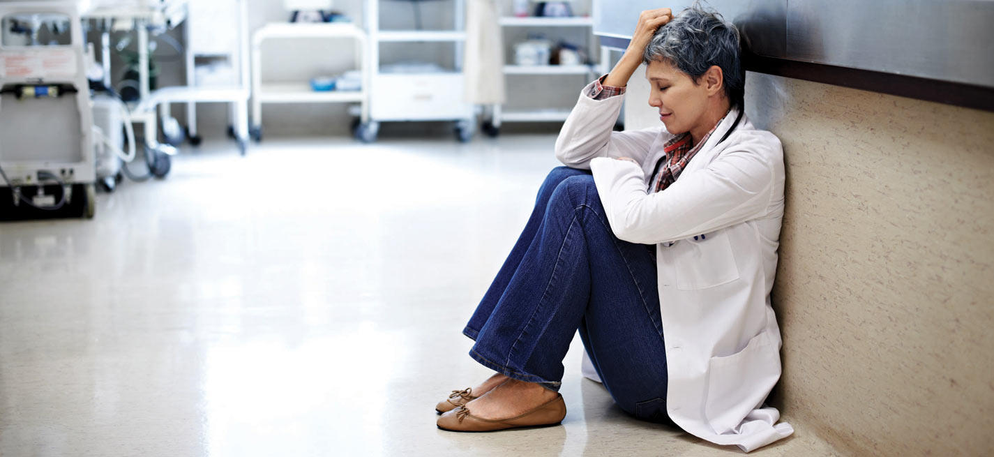 Vétérinaire femme en burn-out